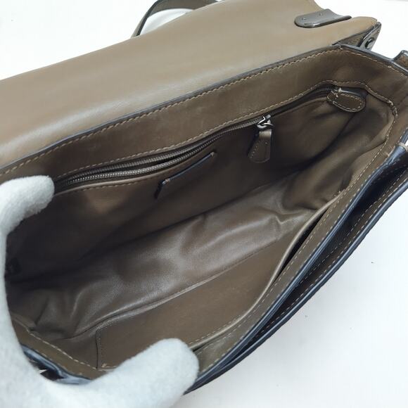 Coach Swagger Shoulder Bag In Brown Pebble Leather With Ombre Rivets Chain Strap - Picture 11 of 16